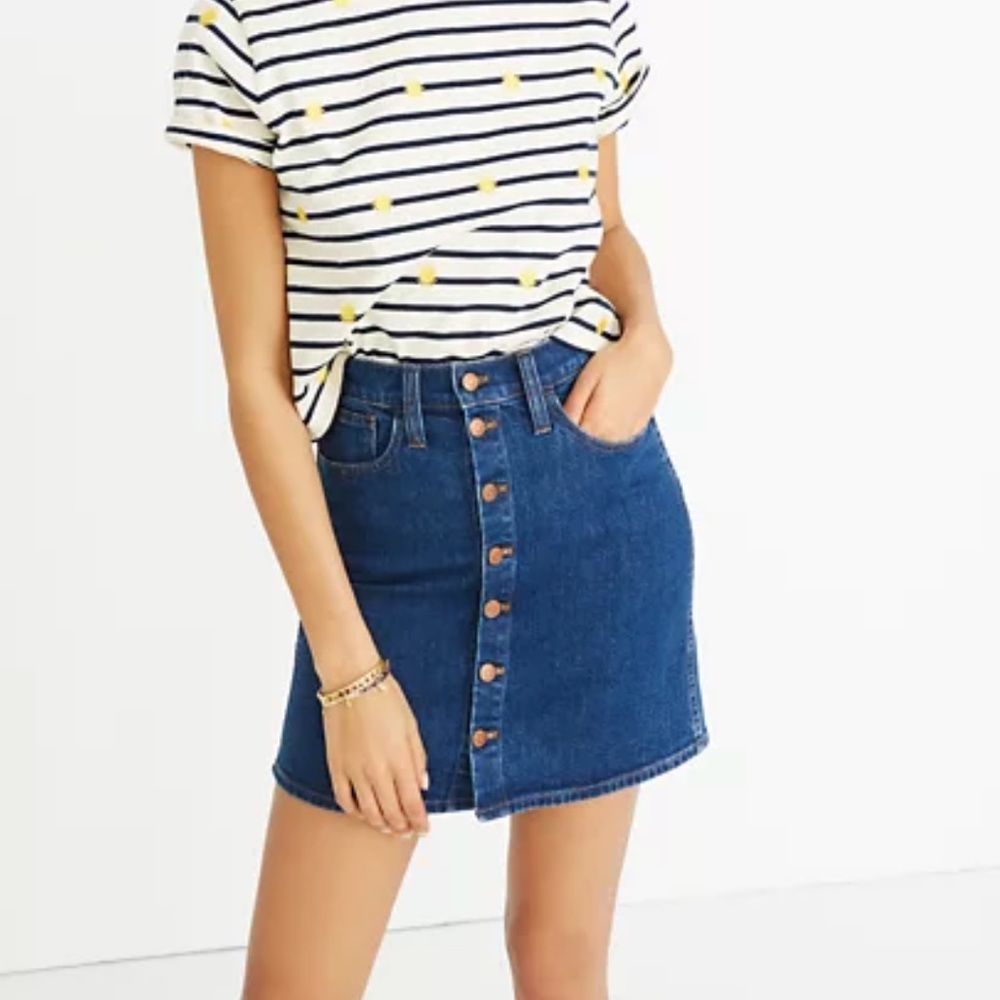 Madewell Stretch Denim Straight Mini Skirt in Arroyo Button Front Edition